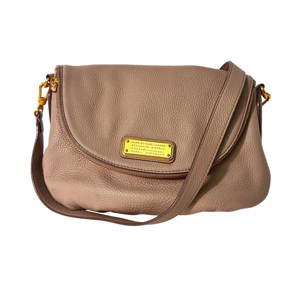 Marc by Marc Jacobs Classic Q Natasha crossbody bag in taupe pebbled leather.